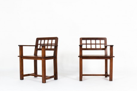 Armchairs in oak reconstruction design 1950 set of 2