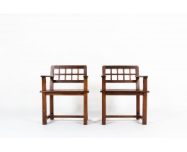 Armchairs in oak reconstruction design 1950 set of 2