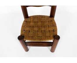 Charles Dudouyt chairs in oak and rope 1930 set of 6