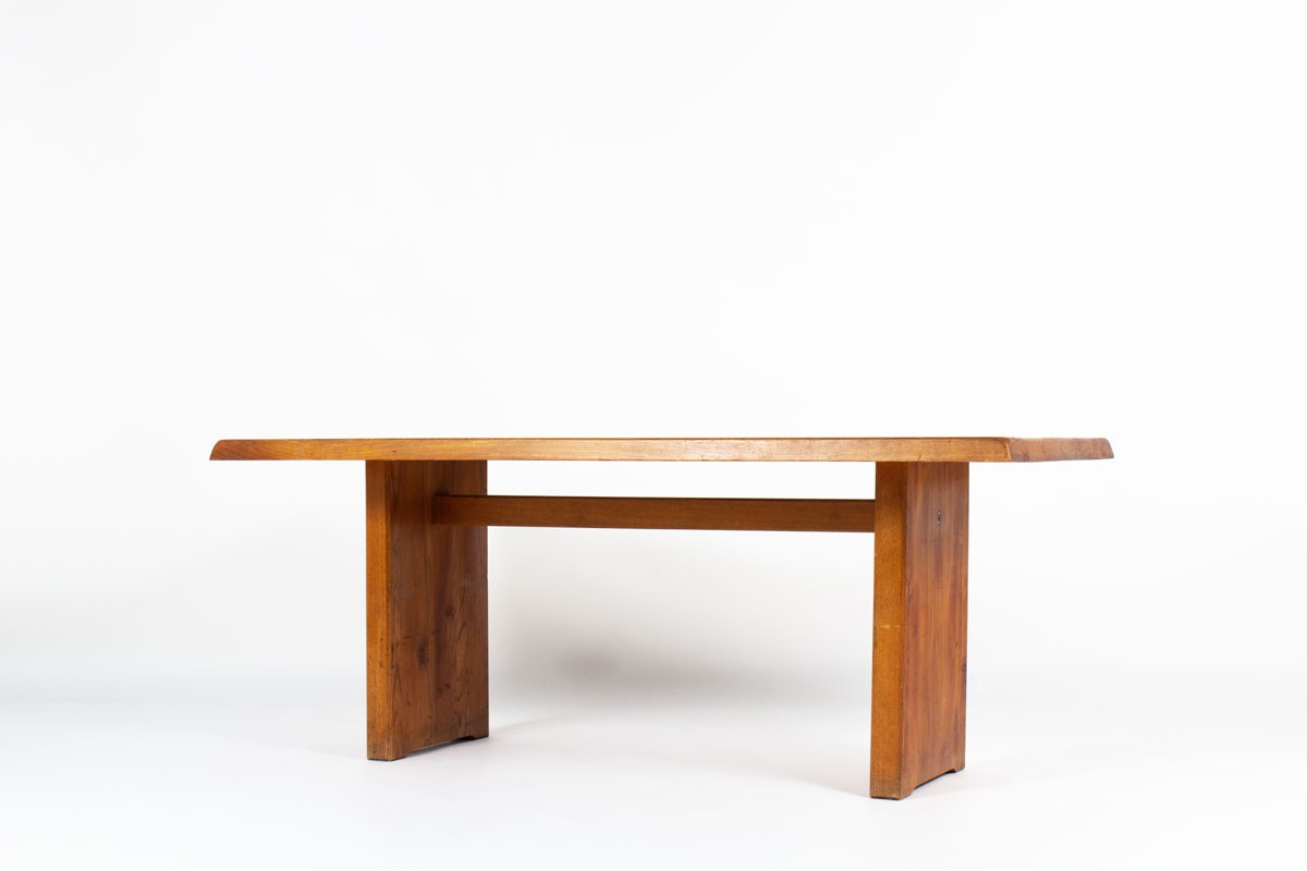 Table de repas rectangulaire Pierre Chapo modèle T14 en orme 1970
