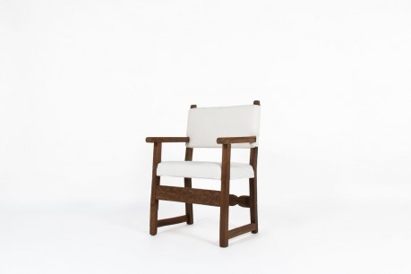 Fauteuil en chêne et tissu Maison Thevenon XXème siècle