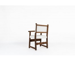 Fauteuil en chêne et tissu Maison Thevenon XXème siècle