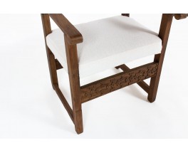 Fauteuil en chêne et tissu Maison Thevenon XXème siècle