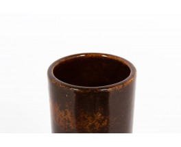 Vase rouleau en céramique marron grand modèle 1950
