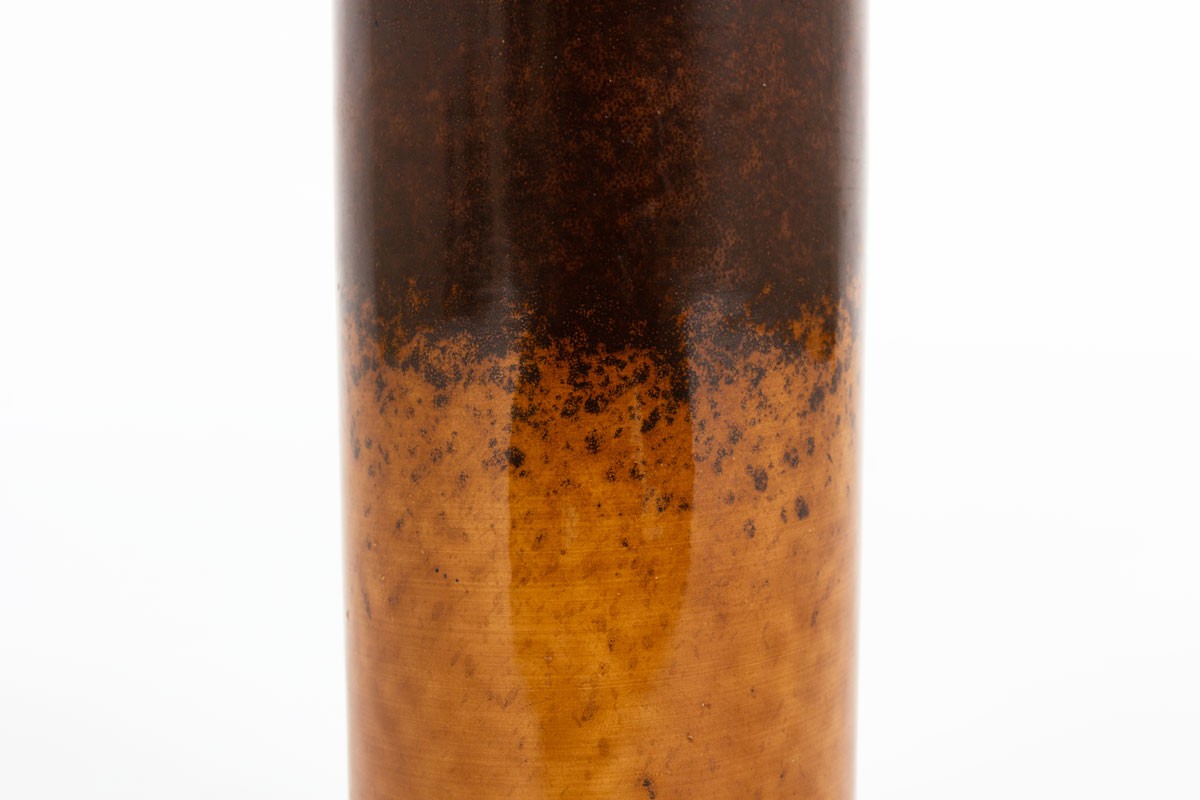 Vase rouleau en céramique marron grand modèle 1950