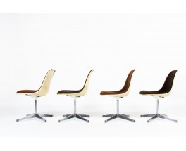 Chaises Charles et Ray Eames tissu marron édition Herman Miller 1960 set de 4