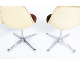 Chaises Charles et Ray Eames tissu marron édition Herman Miller 1960 set de 4