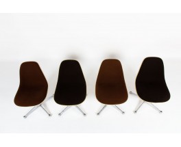 Chaises Charles et Ray Eames tissu marron édition Herman Miller 1960 set de 4