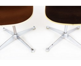 Chaises Charles et Ray Eames tissu marron édition Herman Miller 1960 set de 4