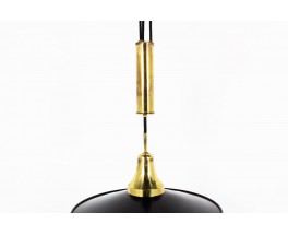 Counterweight pendant light in black metal and brass 1950