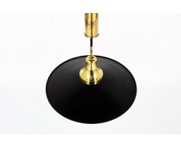 Counterweight pendant light in black metal and brass 1950