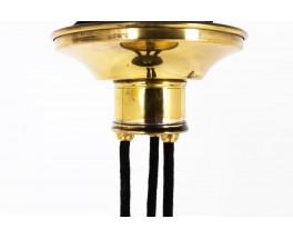 Counterweight pendant light in black metal and brass 1950