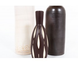 Ensemble de vases en céramique beige marron 1950 set de 3