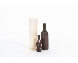 Ensemble de vases en céramique beige marron 1950 set de 3