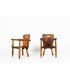 Armchairs in walnut brutalist design 1950 set of 2