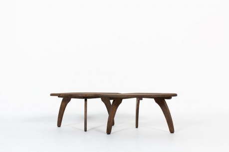 Coffee tables in tinted beech edition Triconfort 1960 set of 2