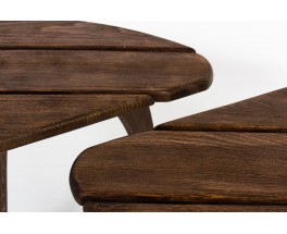 Coffee tables in tinted beech edition Triconfort 1960 set of 2