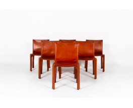 Chaises Mario Bellini modèle 412 cab cuir marron édition Cassina 1970 set de 6