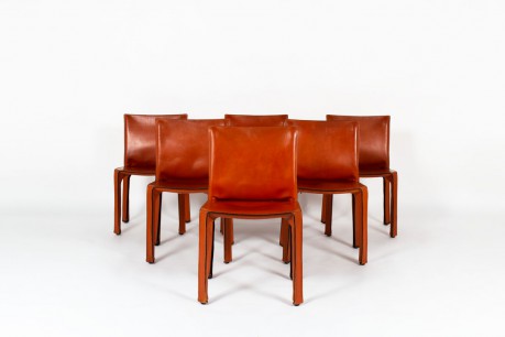 Mario Bellini chairs model 412 cab brown leather edition Cassina 1980 set of 6