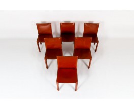 Chaises Mario Bellini modèle 412 cab cuir marron édition Cassina 1970 set de 6