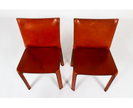 Chaises Mario Bellini modèle 412 cab cuir marron édition Cassina 1970 set de 6