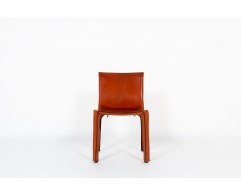 Chaises Mario Bellini modèle 412 cab cuir marron édition Cassina 1970 set de 6