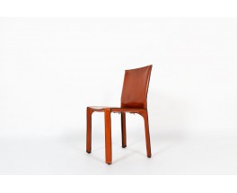 Chaises Mario Bellini modèle 412 cab cuir marron édition Cassina 1970 set de 6