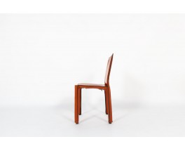 Chaises Mario Bellini modèle 412 cab cuir marron édition Cassina 1970 set de 6