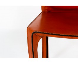 Chaises Mario Bellini modèle 412 cab cuir marron édition Cassina 1970 set de 6