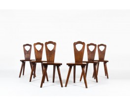 Chairs in oak brutalist design 1950 set of 6