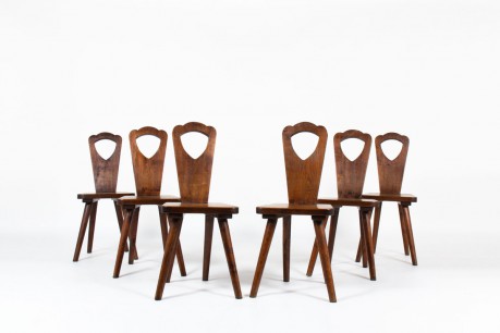 Chairs in oak brutalist design 1950 set of 6