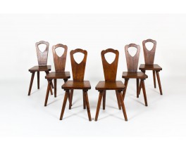 Chairs in oak brutalist design 1950 set of 6