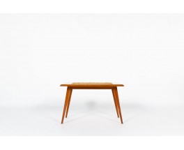 Audoux Minet coffee table in tinted beech and rope 1950