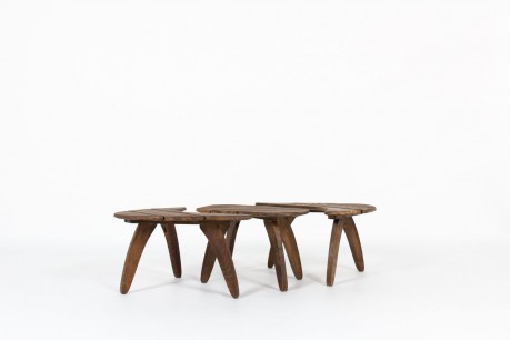 Coffee tables in tinted beech edition Triconfort 1960 set of 3