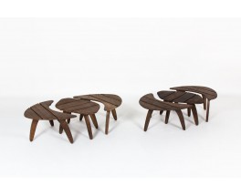 Coffee tables in tinted beech edition Triconfort 1960 set of 3