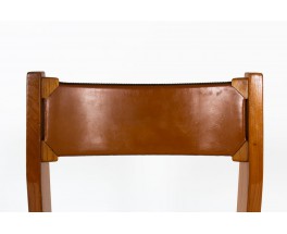 Luigi Gorgoni chairs in leather and elm edition Roche Bobois 1970 set of 4