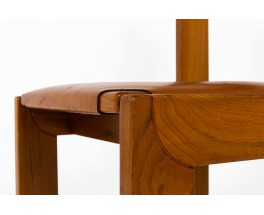 Chaises Luigi Gorgoni en cuir et orme édition Roche Bobois 1970 set de 4