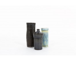 Ensemble de vases en céramique bleue 1950 set de 3