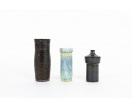 Ensemble de vases en céramique bleue 1950 set de 3
