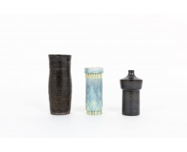 Set of blue ceramic vases 1950 set of 3