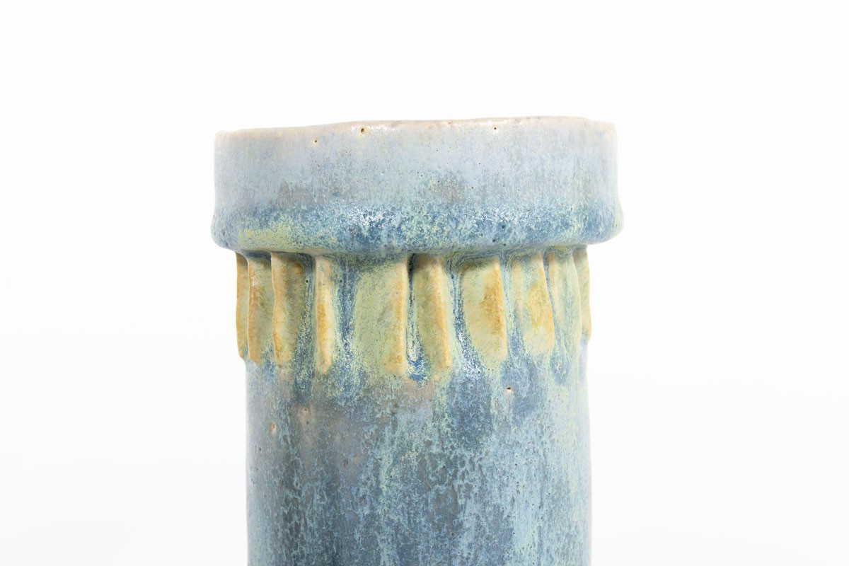 Set of blue ceramic vases 1950 set of 3