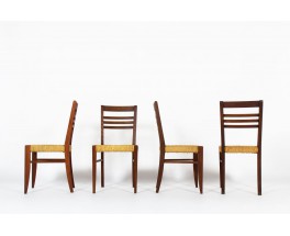 Chaises Audoux Minet en chêne et corde 1950 set de 4