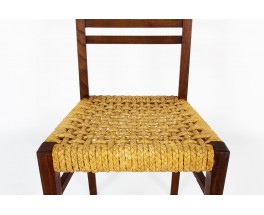 Audoux Minet chairs in oak and rope 1950 set of 4