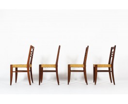 Chaises Audoux Minet en chêne et corde 1950 set de 4