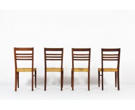 Audoux Minet chairs in oak and rope 1950 set of 4