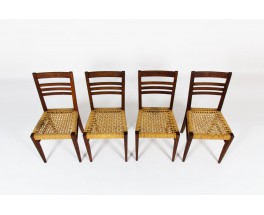 Chaises Audoux Minet en chêne et corde 1950 set de 4