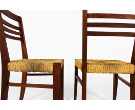 Chaises Audoux Minet en chêne et corde 1950 set de 4