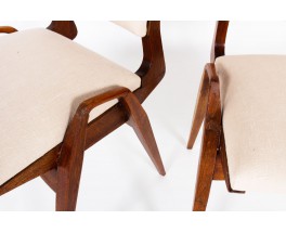 Maurice Pre chairs in mahogany and Maison Thevenon linen 1950 set of 6