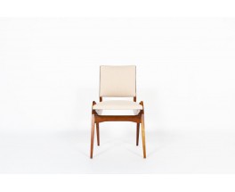 Maurice Pre chairs in mahogany and Maison Thevenon linen 1950 set of 6