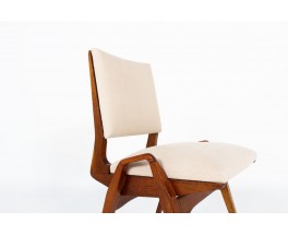 Maurice Pre chairs in mahogany and Maison Thevenon linen 1950 set of 6